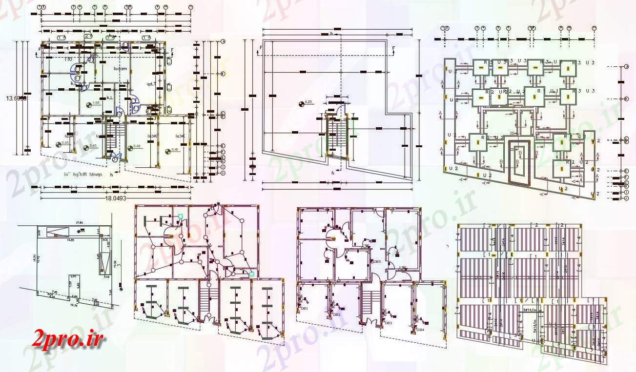 دانلود نقشه مسکونی ، ویلایی ، آپارتمان BHK خانه طرحی با فروشگاه کار 13 در 18 متر (کد156781)