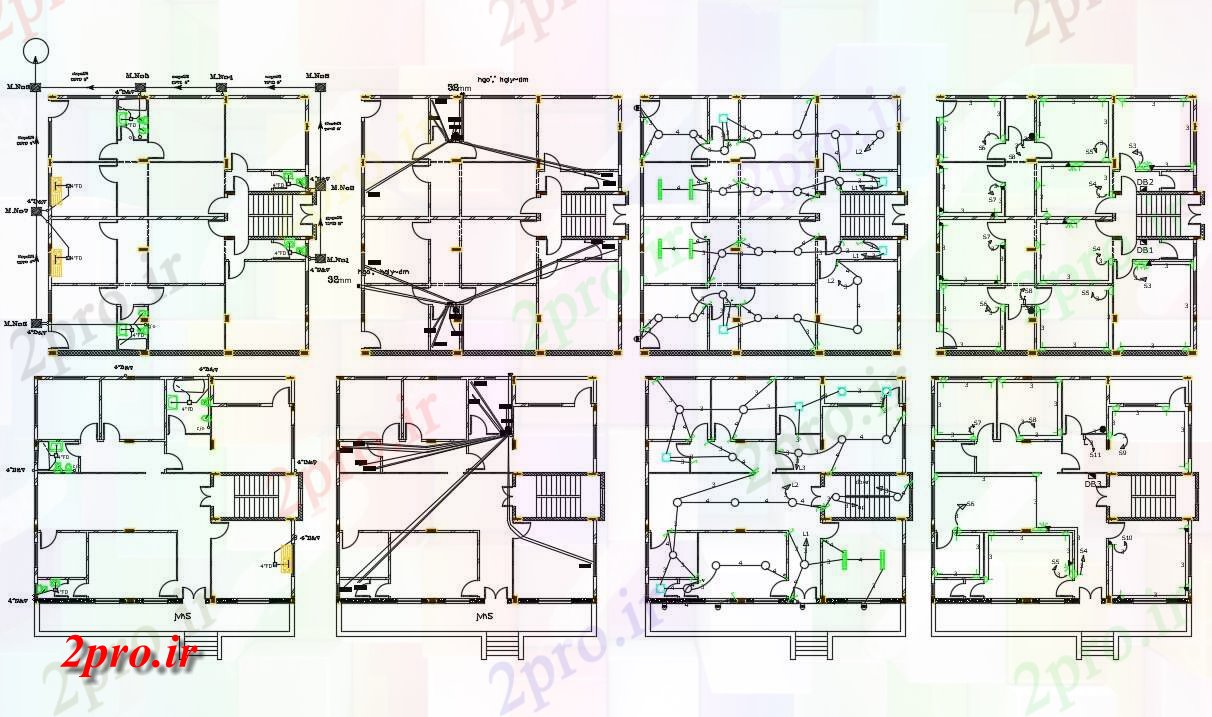 دانلود نقشه مسکونی  ، ویلایی ، آپارتمان  BHK آپارتمان   برق و لوله کشی طراحی (کد156798)