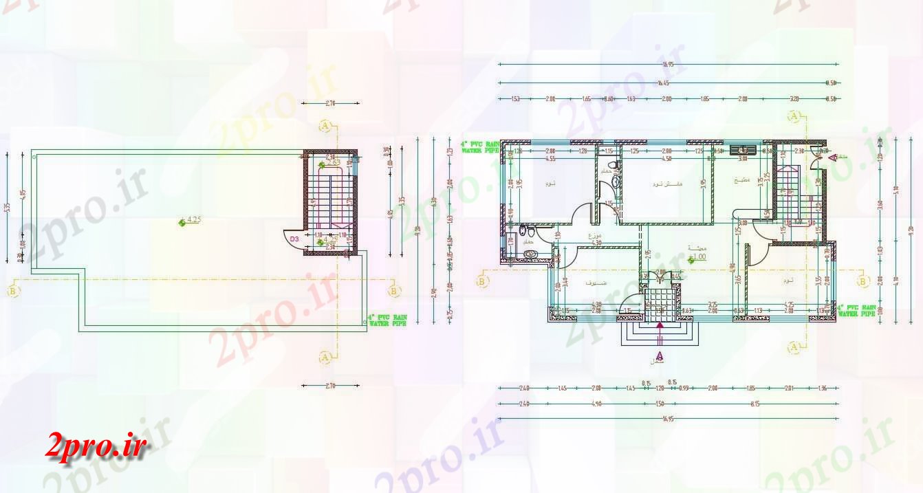 دانلود نقشه خانه های کوچک ، نگهبانی ، سازمانی - BHK معماری خانه طرح 9 در 16 متر (کد156803)