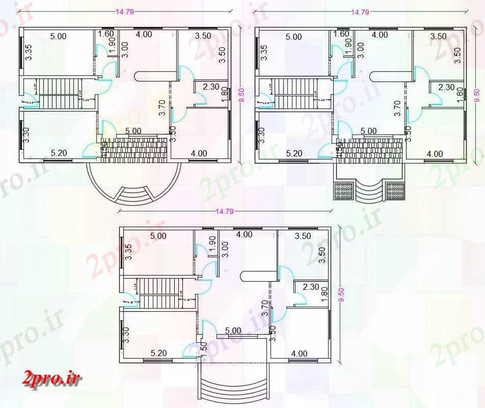 دانلود نقشه مسکونی ، ویلایی ، آپارتمان طرحی مدرن ایوان خانه 9 در 14 متر (کد156806)