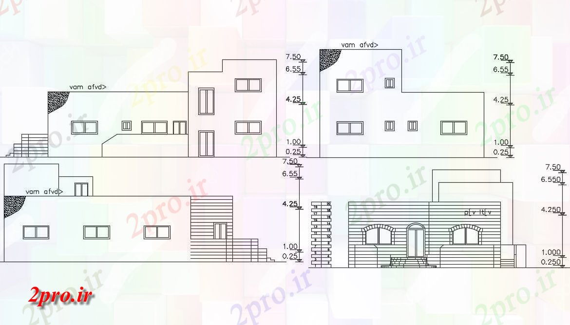 دانلود نقشه خانه های کوچک ، نگهبانی ، سازمانی -  ساختمان خانه نمای طراحی  نشیمن (کد156811)