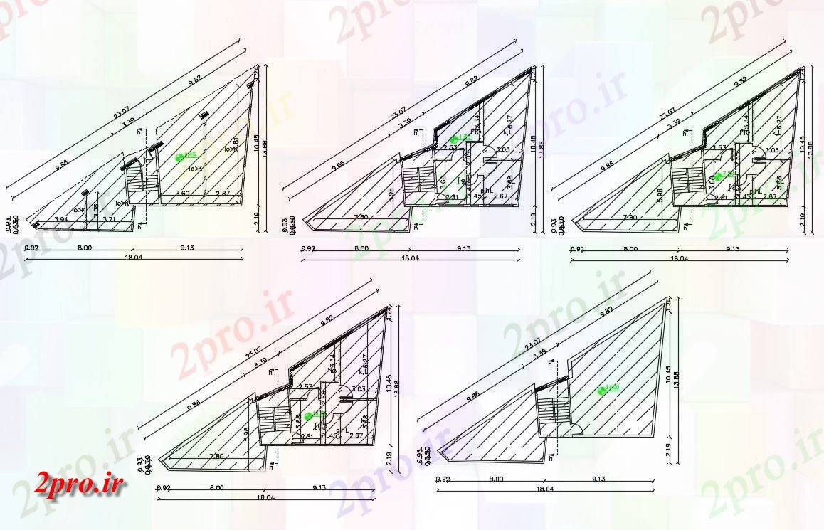 دانلود نقشه مسکونی  ، ویلایی ، آپارتمان  فروشگاه با 2 BHK آپارتمان   طرح (کد156812)