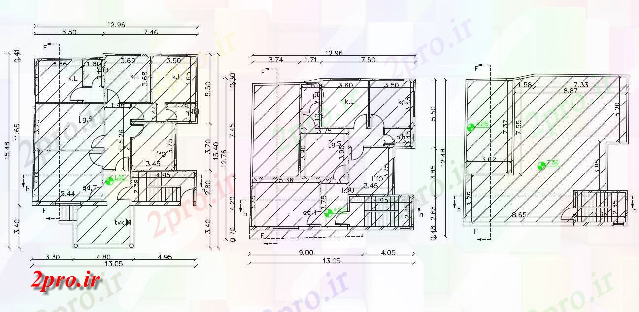 دانلود نقشه ساختمان اداری - تجاری - صنعتی X 50 فوت ویلایی طرح 13 در 16 متر (کد156814)