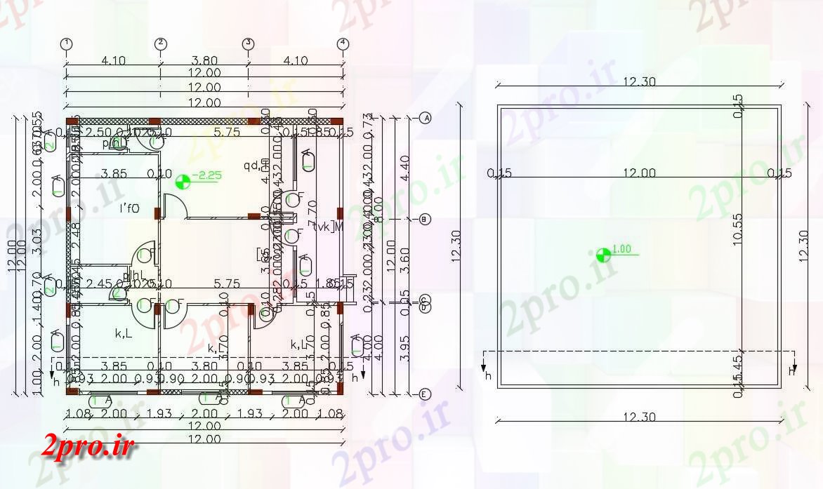 دانلود نقشه مسکونی ، ویلایی ، آپارتمان X 40 خانه (1600 فوت مربع) 12 در 12 متر (کد156827)