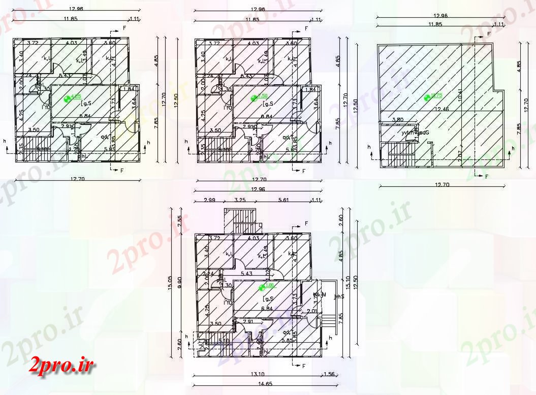 دانلود نقشه مسکونی ، ویلایی ، آپارتمان X 42 پا اتوکد خانه طراحی 12 در 12 متر (کد156832)