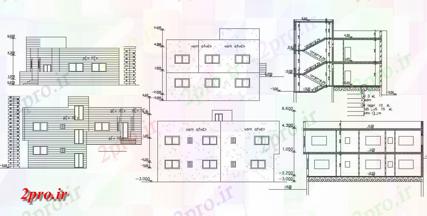 دانلود نقشه خانه های کوچک ، نگهبانی ، سازمانی - ویلایی ساختمان (بخشی) نما (کد156835)