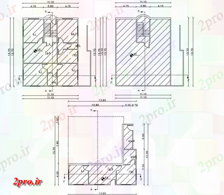 دانلود نقشه خانه های کوچک ، نگهبانی ، سازمانی - X 44 پا اتوکد خانه طراحی 11 در 13 متر (کد156840)