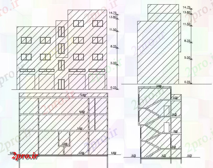 دانلود نقشه مسکونی  ، ویلایی ، آپارتمان  BHK آپارتمان   طراحی ساختمان   (کد156845)