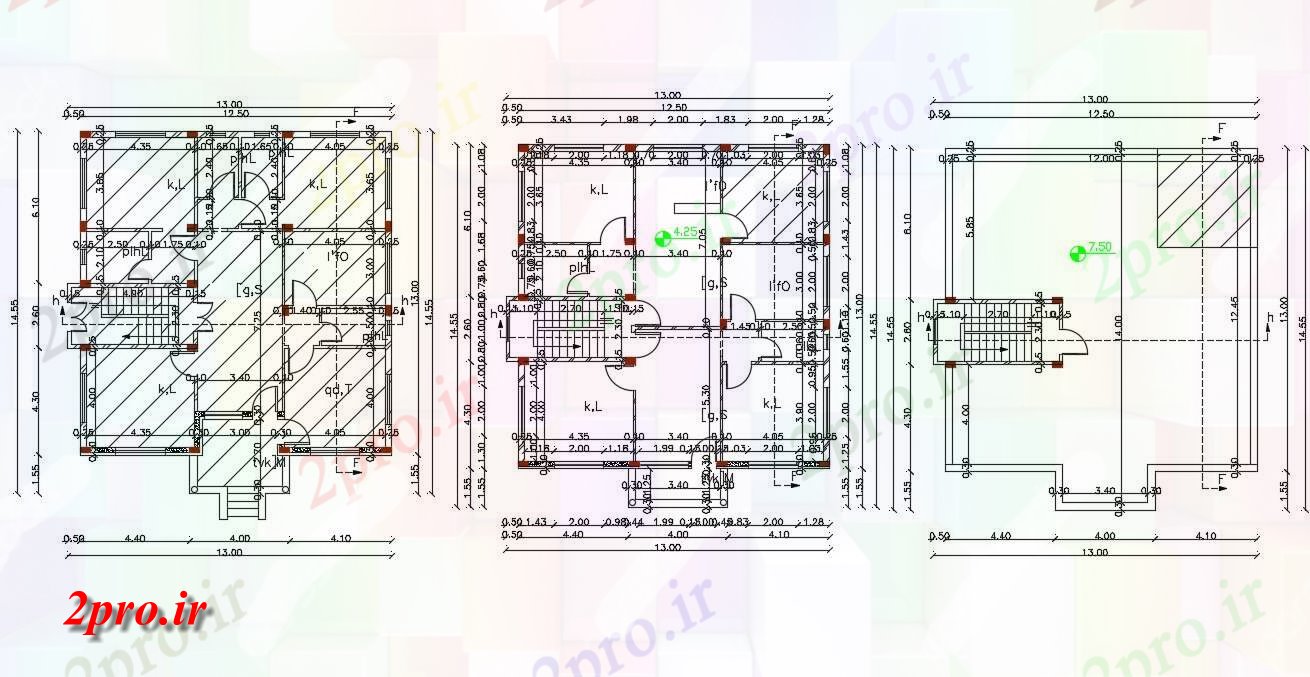 دانلود نقشه مسکونی ، ویلایی ، آپارتمان X 47 اتوکد خانه طرح 13 در 14 متر (کد156854)