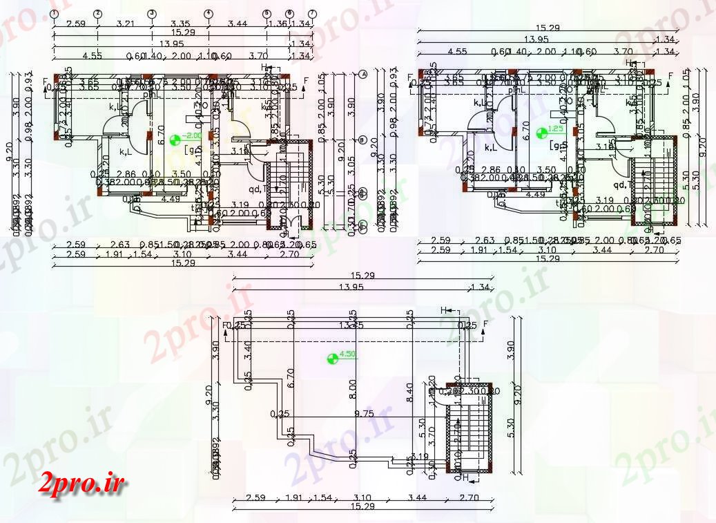 دانلود نقشه خانه های کوچک ، نگهبانی ، سازمانی - X 50 خانه طرحی (1500 فوت مربع) 9 در 15 متر (کد156865)