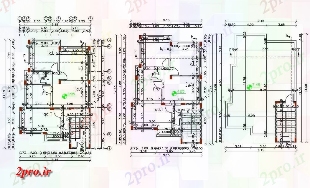 دانلود نقشه مسکونی ، ویلایی ، آپارتمان X 46 خانه طرحی 9 در 14 متر (کد156868)