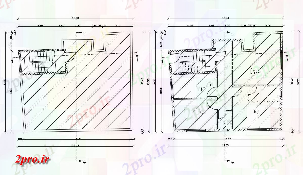 دانلود نقشه مسکونی ، ویلایی ، آپارتمان X 40 فوت 2 BHK خانه طرحی 10 در 12 متر (کد156870)