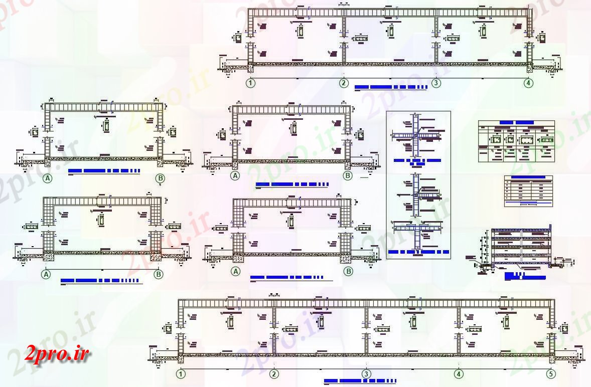 دانلود نقشه قالب اسکلت فلزی  سازه های فلزی دهانه   (کد156895)