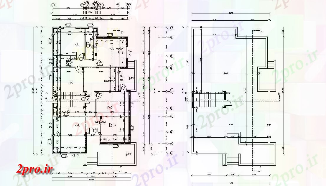 دانلود نقشه خانه های کوچک ، نگهبانی ، سازمانی - X 70 'فوت (3150 فوت مربع) ویلایی طراحی طرحی کار چیدمان 13 در 21 متر (کد156908)