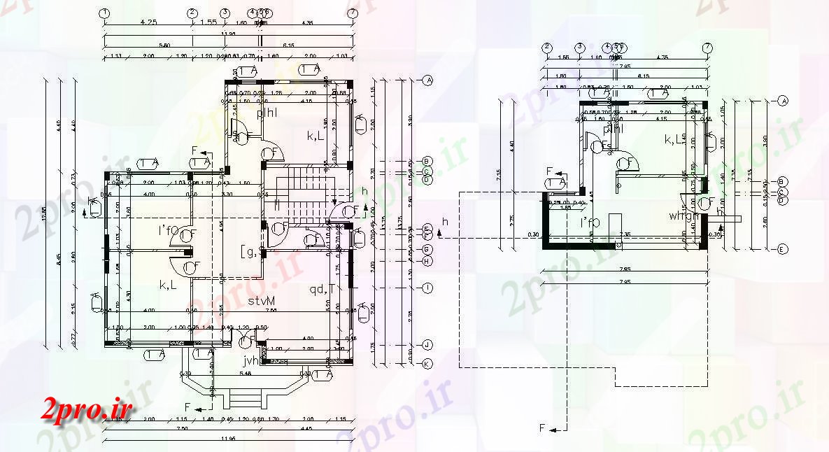 دانلود نقشه خانه های کوچک ، نگهبانی ، سازمانی - X 45 پا دوبلکس ویلایی طراحی و طرحی بندی طرحی 11 در 12 متر (کد156917)