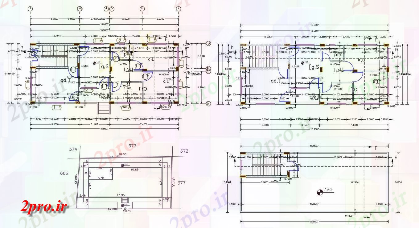 دانلود نقشه مسکونی ، ویلایی ، آپارتمان X 52 فوت مرکز خانه خط 6 در 15 متر (کد156921)