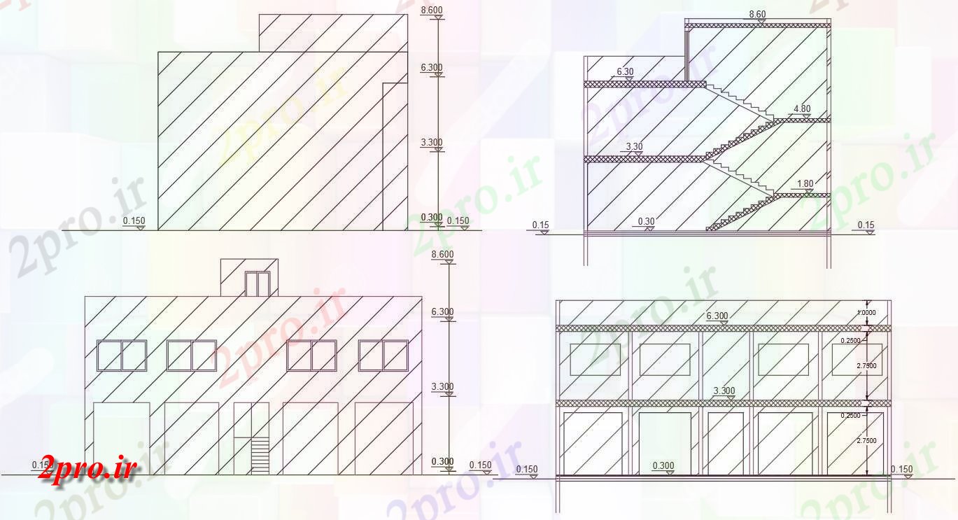 دانلود نقشه ساختمان اداری - تجاری - صنعتی فروشگاه ساختمان تجاری طراحی  نشیمن (کد156928)