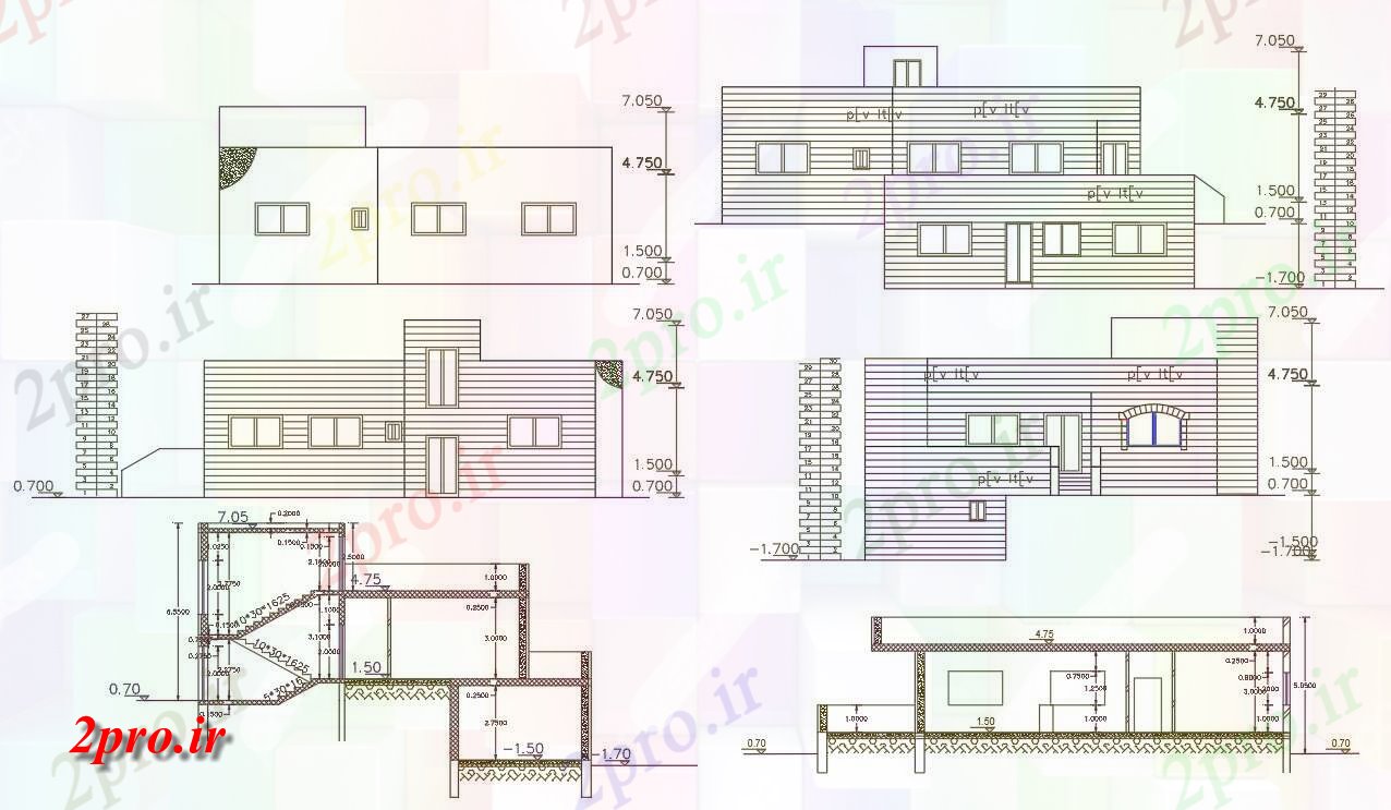 دانلود نقشه مسکونی  ، ویلایی ، آپارتمان  BHK ساختمان خانه طراحی   (کد156934)