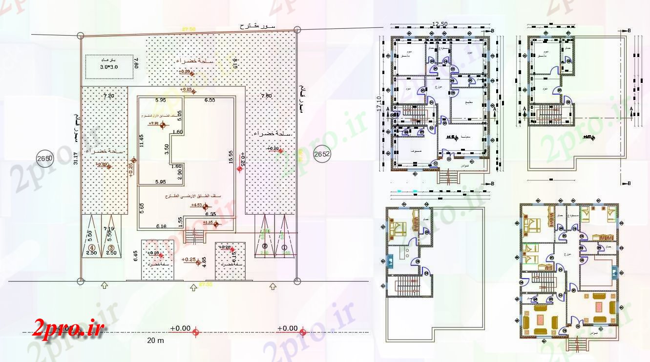 دانلود نقشه خانه های کوچک ، نگهبانی ، سازمانی - X 55 خانه طرحی (2200 فوت مربع) 12 در 17 متر (کد156936)