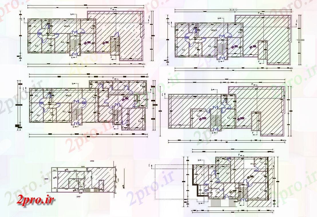 دانلود نقشه مسکونی  ، ویلایی ، آپارتمان  BHK آپارتمان   های مختلف طرحی طبقه طراحی (کد156952)