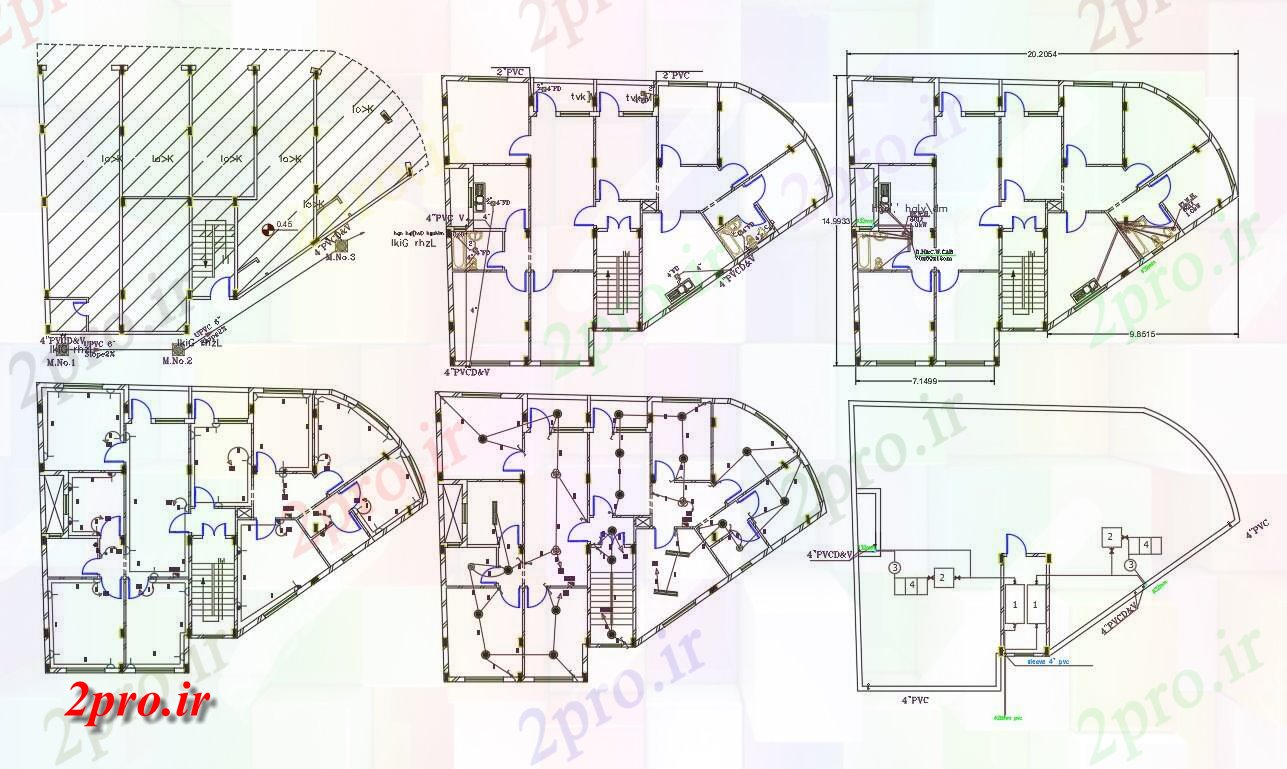 دانلود نقشه مسکونی  ، ویلایی ، آپارتمان  BHK آپارتمان   با طرحی فروشگاه طبقه (کد156954)