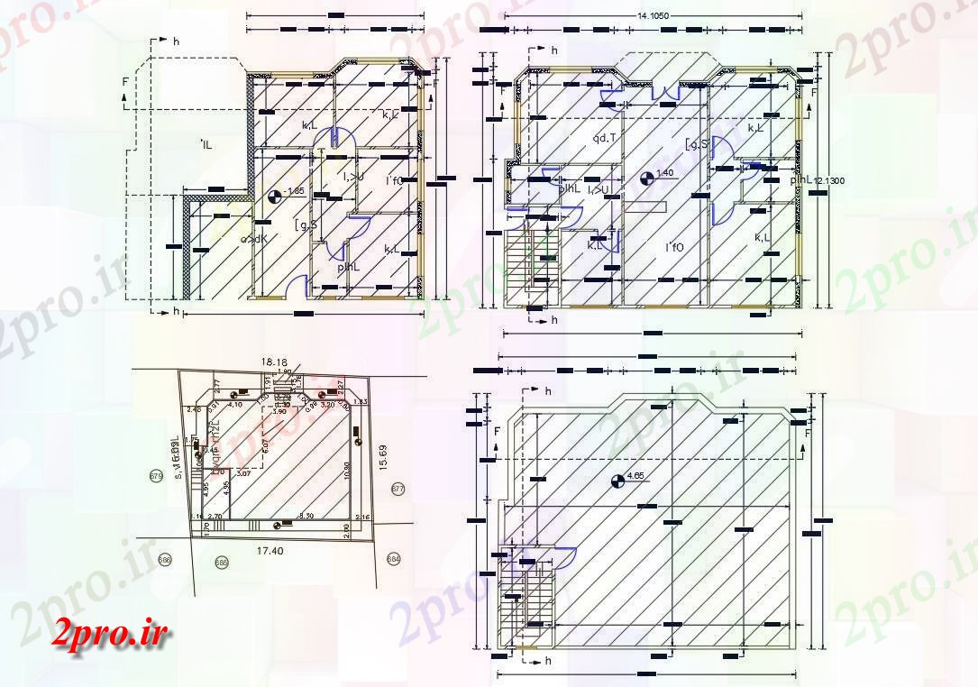 دانلود نقشه مسکونی ، ویلایی ، آپارتمان X 46 معماری خانه طرحی 12 در 14 متر (کد156957)