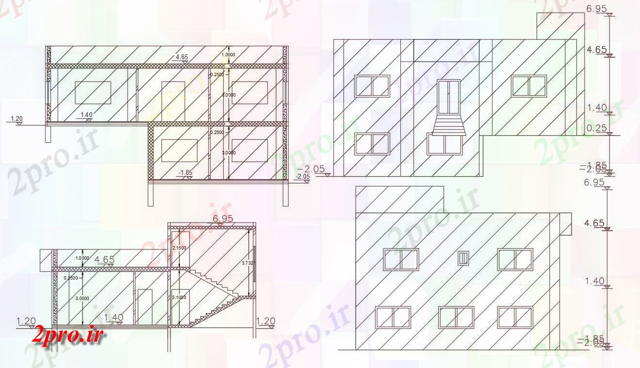 دانلود نقشه خانه های کوچک ، نگهبانی ، سازمانی - میدان حیاط خانه ساختمان  (کد156958)