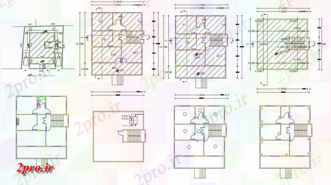 دانلود نقشه مسکونی ، ویلایی ، آپارتمان X 45 مجلس طرحی طبقه 11 در 13 متر (کد156969)