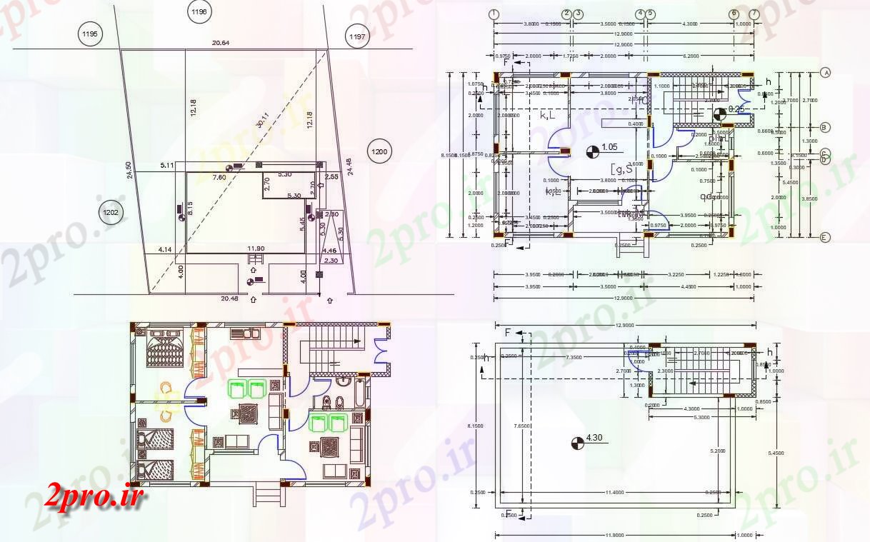 دانلود نقشه مسکونی ، ویلایی ، آپارتمان X 42 فوت اتوکد خانه طراحی 8 در 12 متر (کد156984)