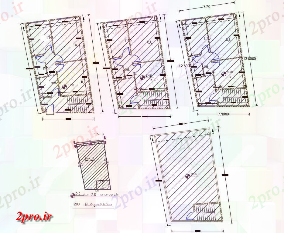 دانلود نقشه مسکونی  ، ویلایی ، آپارتمان  X 42 'اندازه پلات برای 2 BHK آپارتمان   طرحی طبقه (کد156997)