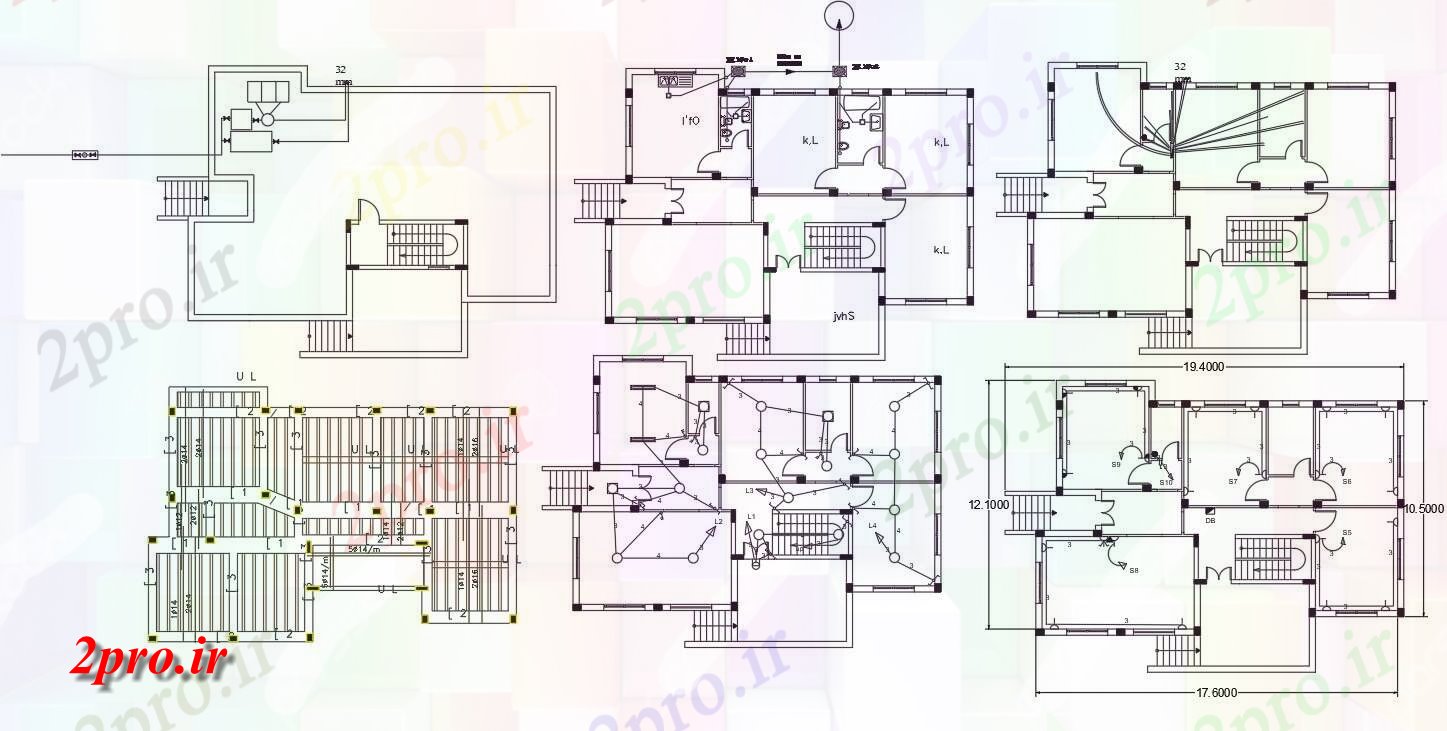 دانلود نقشه مسکونی ، ویلایی ، آپارتمان X 40 فوت 3 BHK خانه برق و برنامه ریزی سیستم های لوله کشی 14 در 17 متر (کد156999)