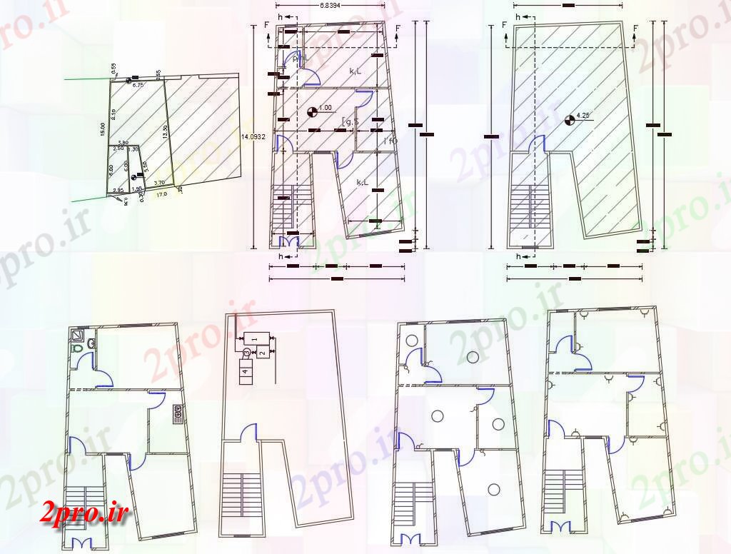 دانلود نقشه مسکونی ، ویلایی ، آپارتمان X 46 فوت 2 BHK خانه طرحی نشیمن 8 در 14 متر (کد157001)