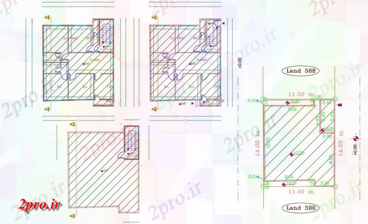 دانلود نقشه مسکونی ، ویلایی ، آپارتمان X 55 معماری خانه 11 در 14 متر (کد157006)