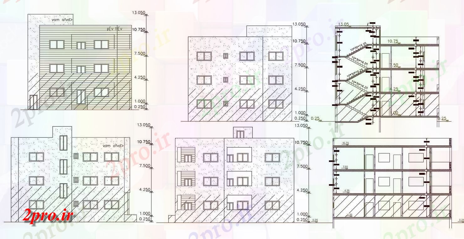 دانلود نقشه مسکونی  ، ویلایی ، آپارتمان  سطحی آپارتمان   ساختمان بخش و نما نشیمن (کد157009)