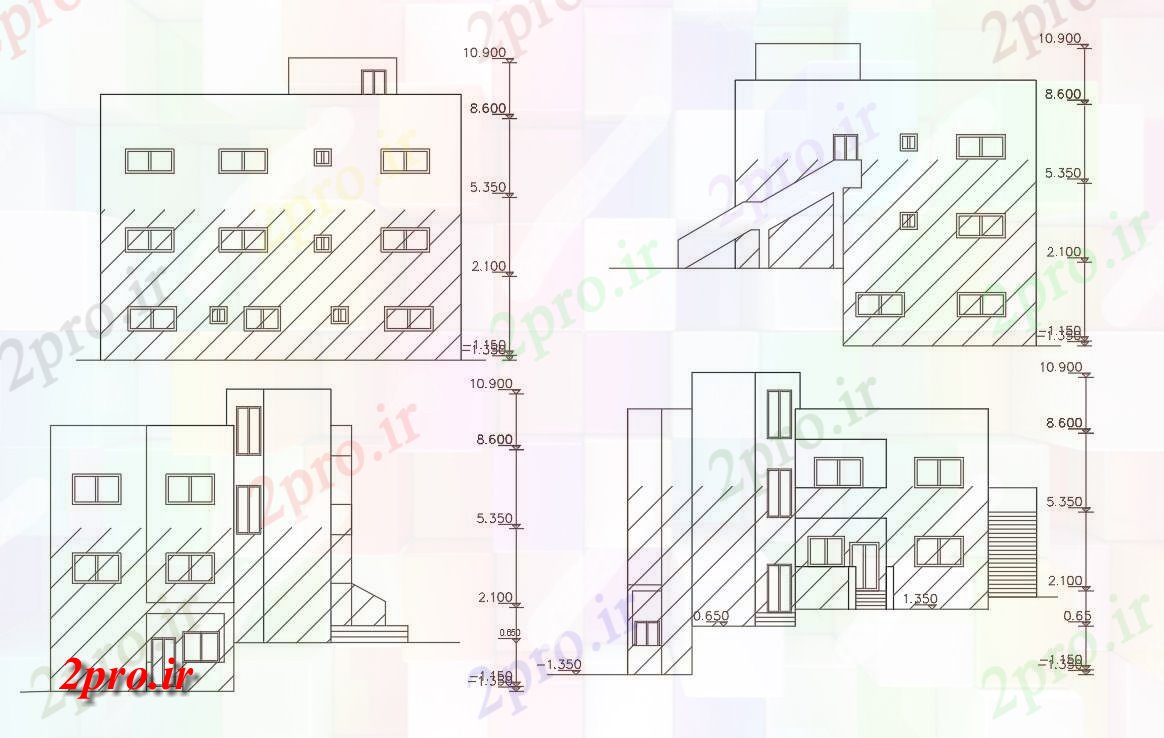 دانلود نقشه مسکونی  ، ویلایی ، آپارتمان  دان آپارتمان   ساختمان نمای طراحی (کد157014)