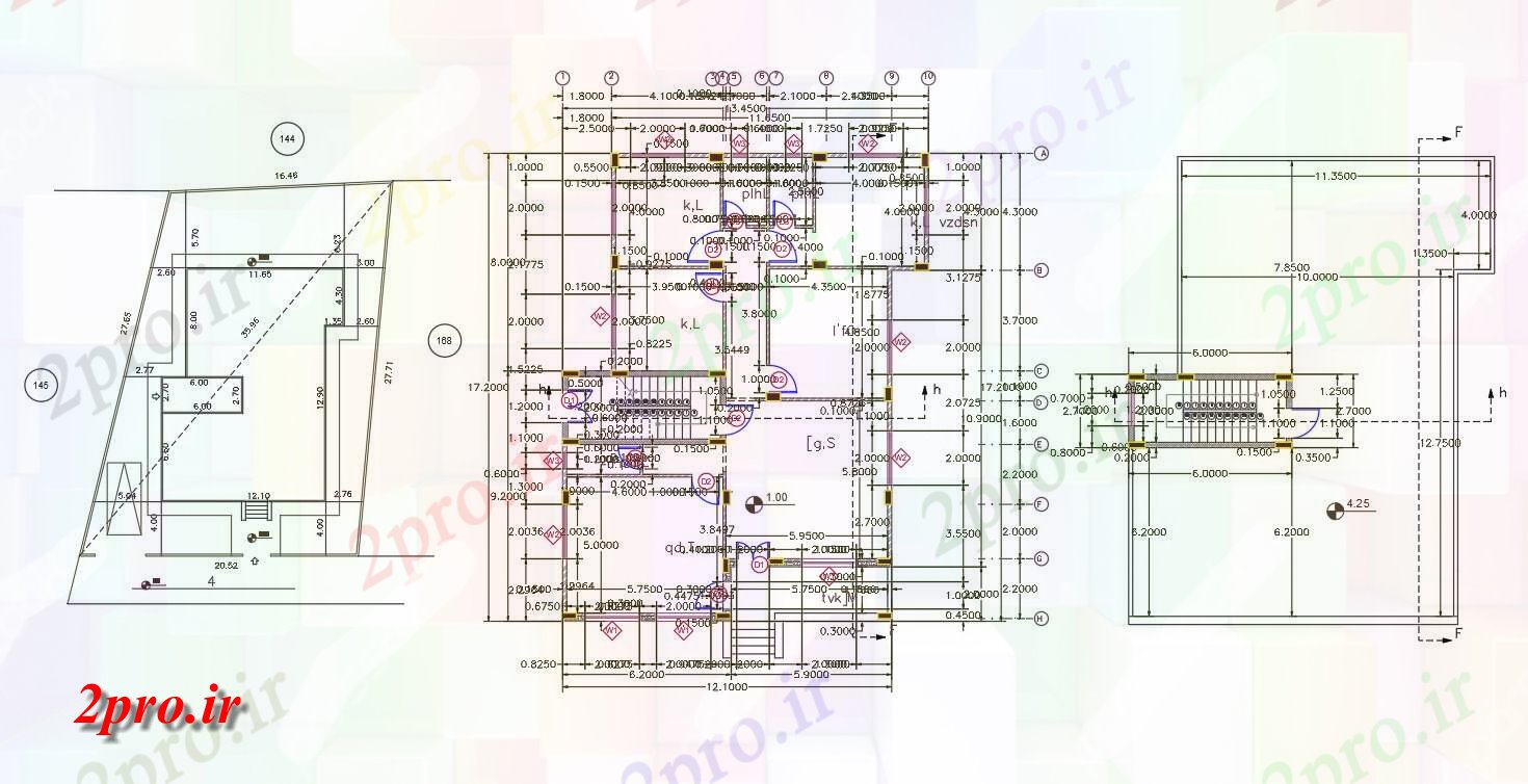 دانلود نقشه خانه های کوچک ، نگهبانی ، سازمانی - X 55 فوت 3 BHK خانه طرحی مرکز خط 12 در 17 متر (کد157016)