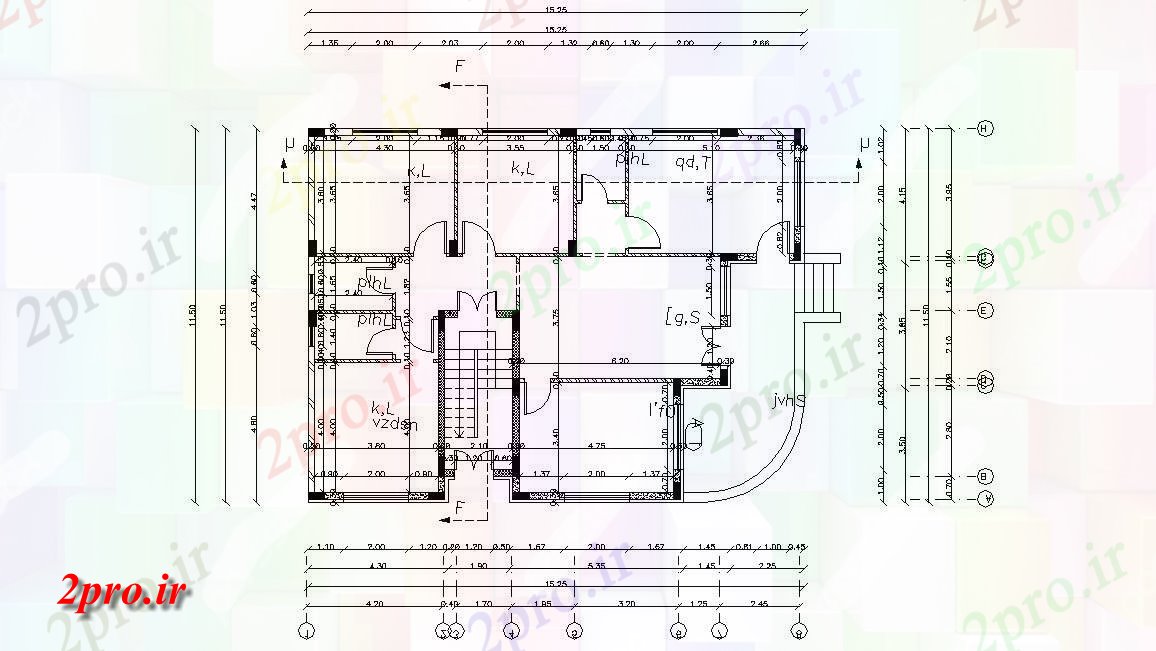 دانلود نقشه خانه های کوچک ، نگهبانی ، سازمانی - X 40 (665 میدان متری) دو لایه طرحی ویلایی FT 11 در 15 متر (کد157022)