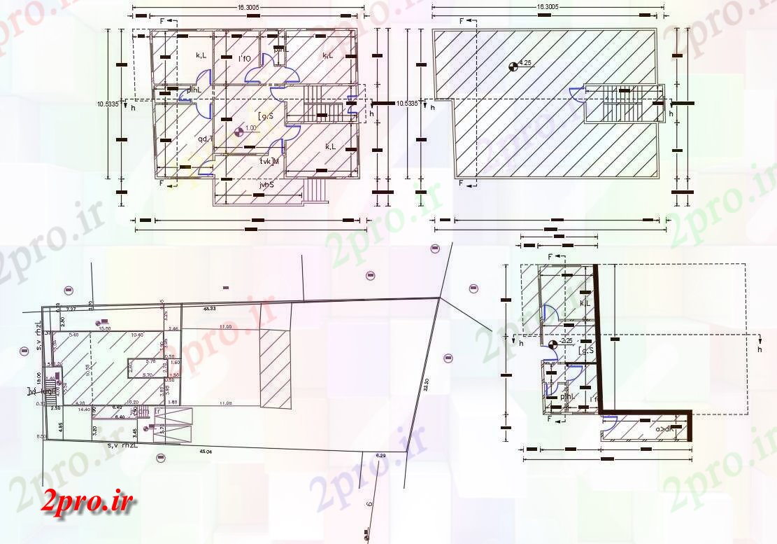 دانلود نقشه خانه های کوچک ، نگهبانی ، سازمانی - X 52 'اتوکد خانه 3 BHK طرحی نشیمن 10 در 16 متر (کد157041)