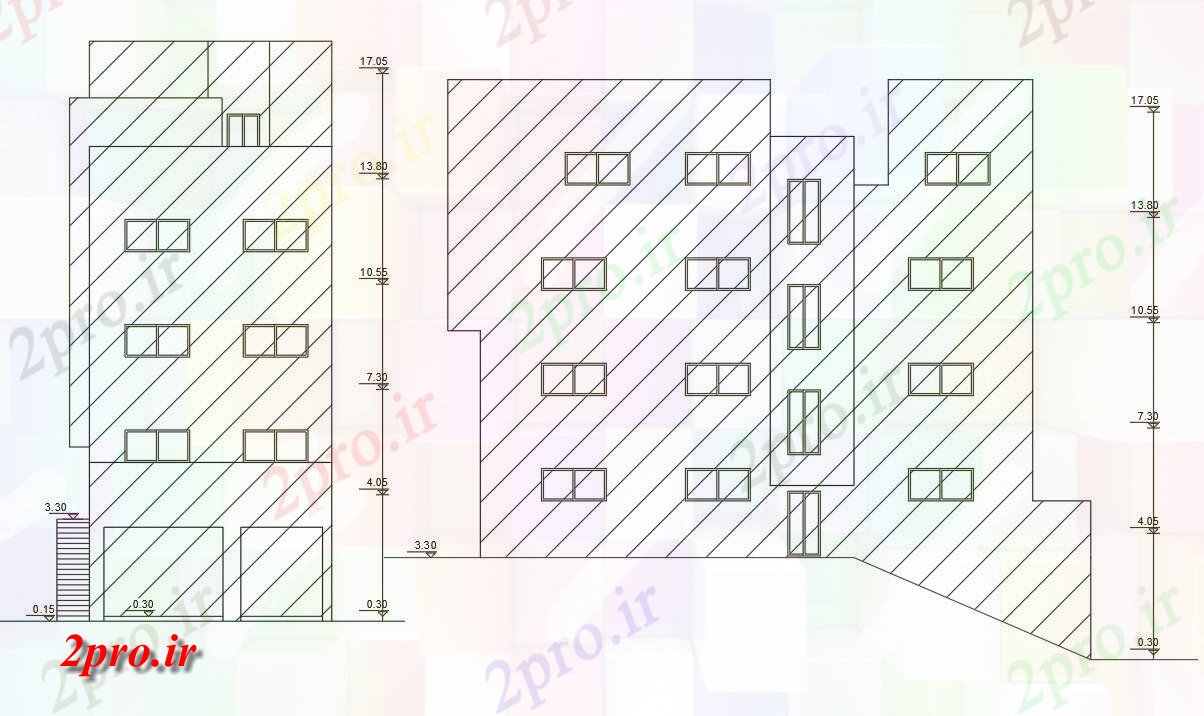 دانلود نقشه مسکونی  ، ویلایی ، آپارتمان  فوت مربع آپارتمان   نمای طراحی (کد157057)