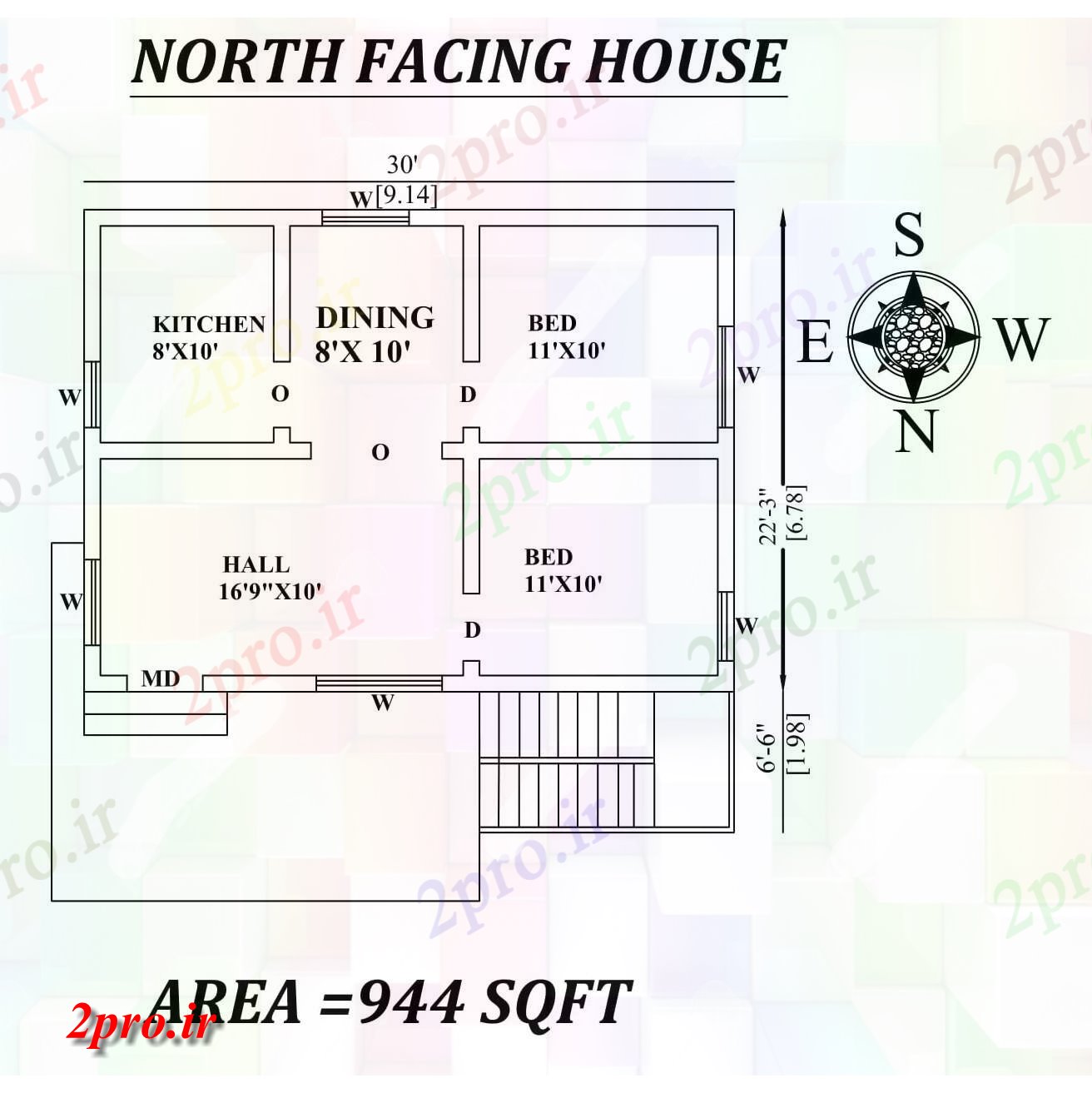 دانلود نقشه مسکونی ، ویلایی ، آپارتمان X 28'9 2 BHK شمالی رو به خانه طرحی به عنوان در هر Vastu Shastra هستند، اتوکد و PDF جزئیات 6 در 8 متر (کد157063)