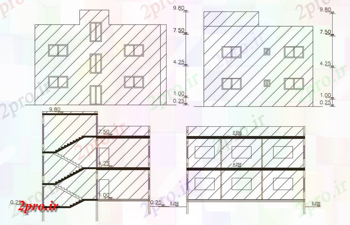 دانلود نقشه مسکونی  ، ویلایی ، آپارتمان  فوت مربع ساختمان خانه طراحی به  (کد157064)