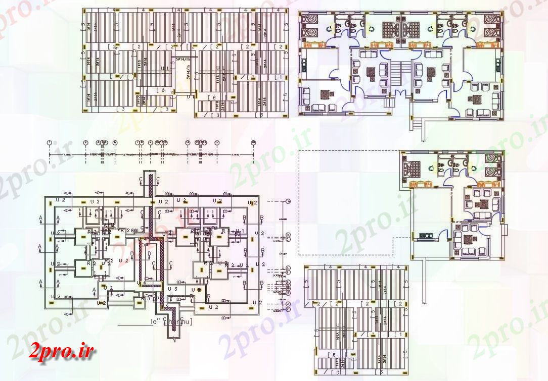 دانلود نقشه مسکونی ، ویلایی ، آپارتمان BHK خانه مشترک مبلمان طراحی نشیمن 12 در 23 متر (کد157068)