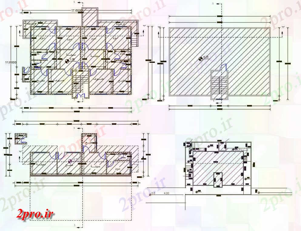 دانلود نقشه مسکونی ، ویلایی ، آپارتمان X 58 فوت دوقلو خانه طرحی 11 در 17 متر (کد157072)