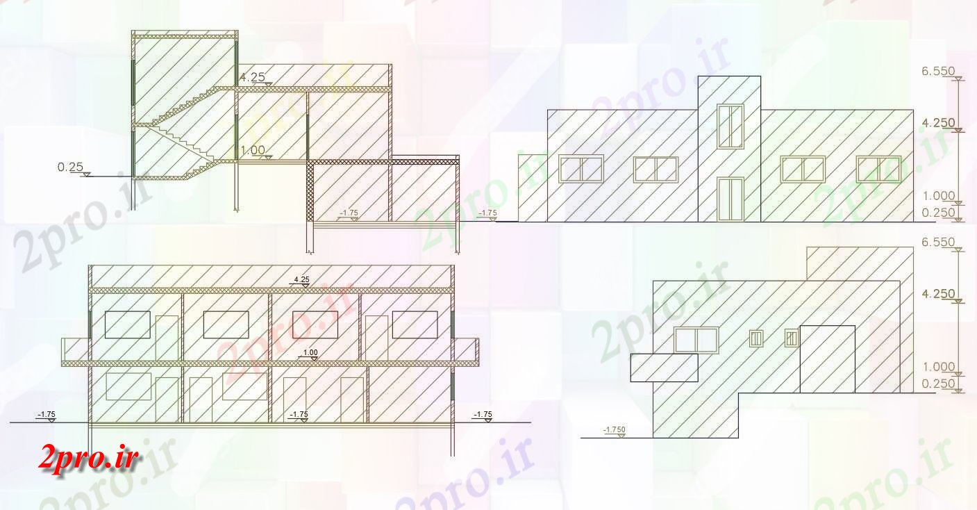 دانلود نقشه مسکونی  ، ویلایی ، آپارتمان  دوقلو ساختمان خانه طراحی به  (کد157073)