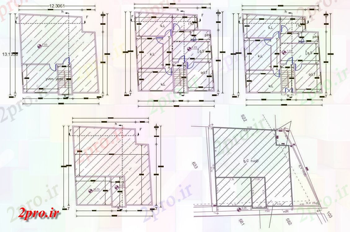 دانلود نقشه مسکونی ، ویلایی ، آپارتمان X 42 فوت 3 BHK خانه طرحی طبقه 12 در 13 متر (کد157076)