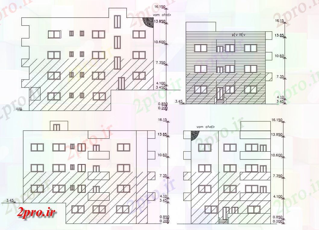 دانلود نقشه مسکونی  ، ویلایی ، آپارتمان  فوت مربع آپارتمان   ساختمان نمای طراحی (کد157082)