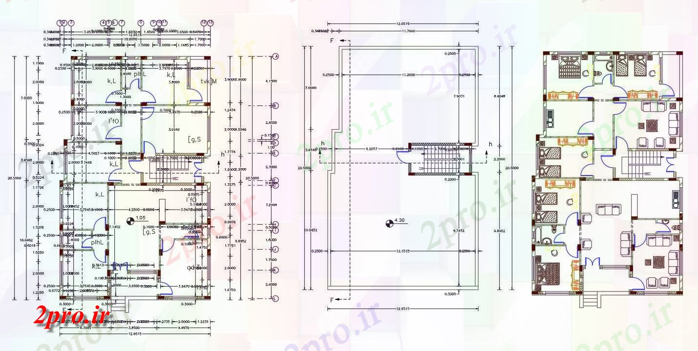 دانلود نقشه مسکونی ، ویلایی ، آپارتمان طرحی معماری خانه با مرکز خط نشیمن 12 در 20 متر (کد157091)