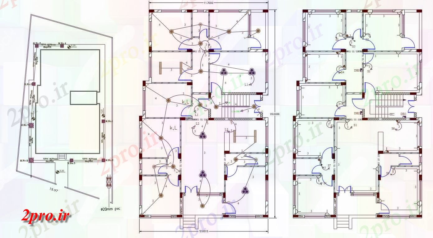 دانلود نقشه برق مسکونی معماری خانه طرحی برق 12 در 20 متر (کد157094)