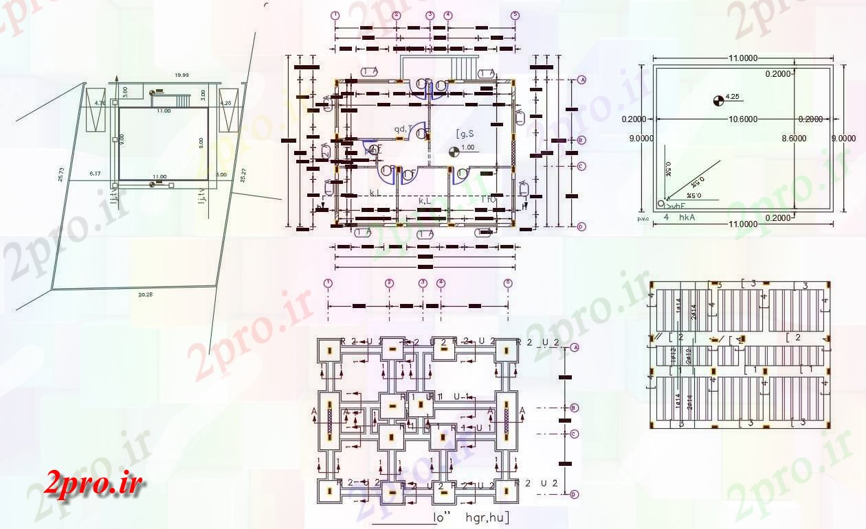 دانلود نقشه مسکونی ، ویلایی ، آپارتمان X 36 طرحی خانه 9 در 11 متر (کد157096)