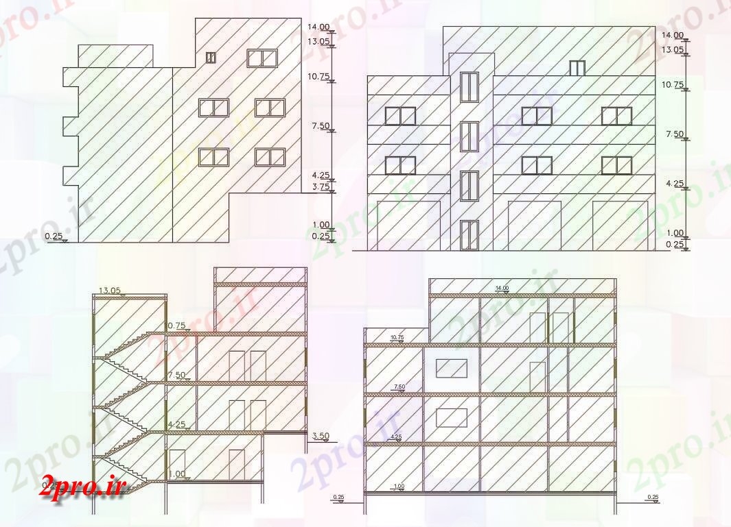 دانلود نقشه مسکونی  ، ویلایی ، آپارتمان  مربع ساختمان پا آپارتمان   (کد157099)